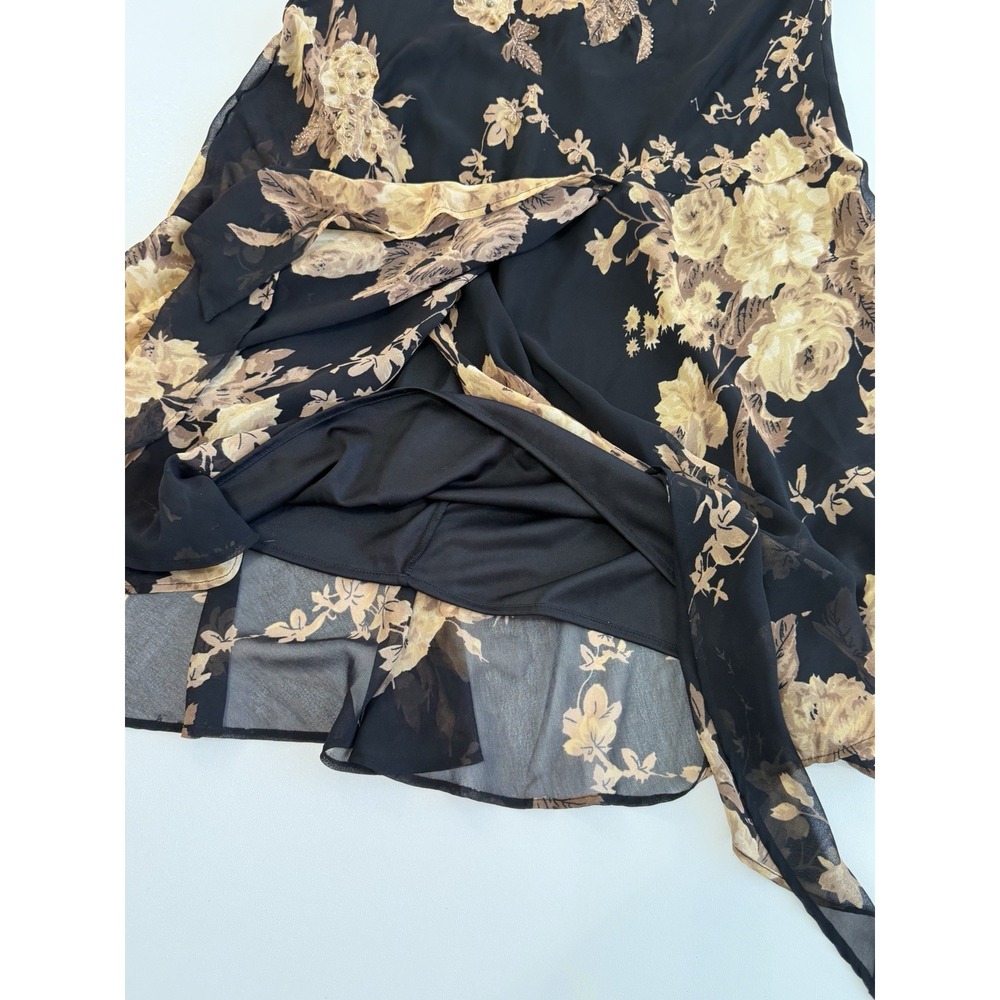 Connected Apparel Black Floral Beaded Chiffon Handkerchief Midi Dress XL Y2K - Picture 11 of 15
